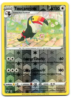 Toucannon 145/185 - Vivid Voltage Rare Pokemon TCG Reverse Holo - M/LP Card - Image 1