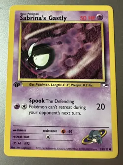 Pokemon Cards Sabrina's Gastly 93/132 1ST EDITION Gym Heroes WOTC Common LP - Image 1
