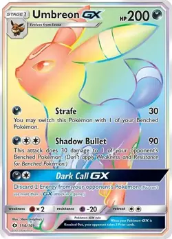 Umbreon GX 154/149 Rainbow Rare 2017 Sun and Moon Pokemon TCG Card NM Near Mint - Image 1