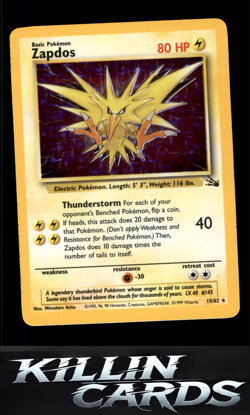 Zapdos (15) 15/62 Pokemon Holo Rare Fossil Card NM - Image 1