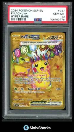 2024 POKEMON SV SURGING SPARKS - SSP EN #247/191 PIKACHU EX HYPER RARE PSA 10 - Image 1