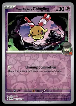 TEAM ROCKET'S CHINGLING 085/182 Common Destined Rivals Pokemon Reverse Holo NM - Image 1