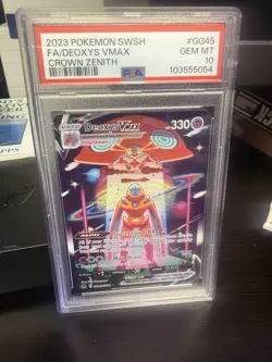 Pokemon Deoxys VMAX GG45/GG70 Crown Zenith Galarian Gallery Full Art Holo PSA 10 - Image 1