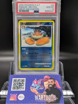 PSA 10 GEM MINT Kingler 20/106 Reverse Holo 2008 Pokemon D&P Great Encounters - Image 1