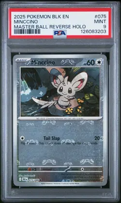 2025 Pokemon BLK EN Cinccino Master Ball Reverse Holo #076/086 PSA 9 - Image 1