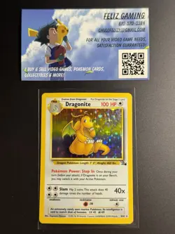 Pokemon TCG Dragonite Fossil Holo Unlimited Rare Card 4/62 1999 WOTC Vintage - Image 1