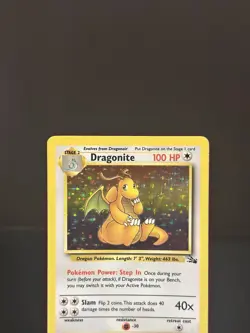 Pokemon TCG Dragonite Fossil Holo Unlimited Rare Card 4/62 Vintage WOTC LP/NM - Image 1
