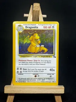 Pokemon TCG Dragonite Fossil Holo Unlimited Rare Card 4/62 Vintage WOTC - Image 1