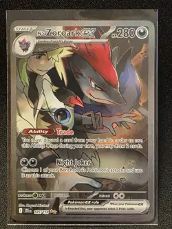 N's Zoroark EX Full Art Holo SIR Mint Card 185/159 Sv09: Journey Together - Image 1