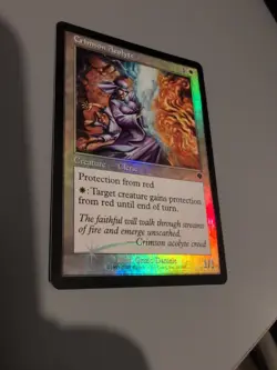 Crimson Acolyte. Cleric MTG Card. Invasion. Foil. Old Vintage Border. - Image 4