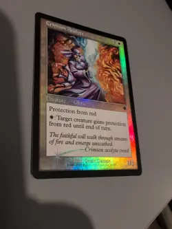 Crimson Acolyte. Cleric MTG Card. Invasion. Foil. Old Vintage Border. - Image 5