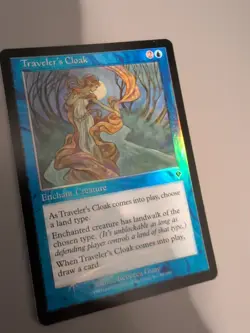 Traveler's Cloak. Enchant Creature MTG Card. Invasion. Foil. Old Vintage Border - Image 3