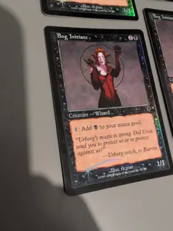 Bog Initiate. playset Wizard MTG 4 Card. Invasion. Foil. Old Vintage Border. - Image 3