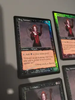 Bog Initiate. playset Wizard MTG 4 Card. Invasion. Foil. Old Vintage Border. - Image 4