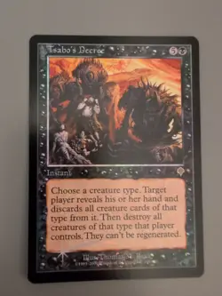 Tsabo's Decree. Instant MTG Card. Invasion. Foil. Old Vintage Border. - Image 1