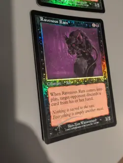 Ravenous Rats x2 MTG 2 Card. Invasion. Foil. Old Vintage Border. - Image 2