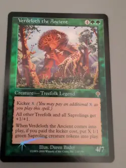 Verdeloth the Ancient. Treefolk legend MTG Card. Invasion. Foil. Old Vintage - Image 2