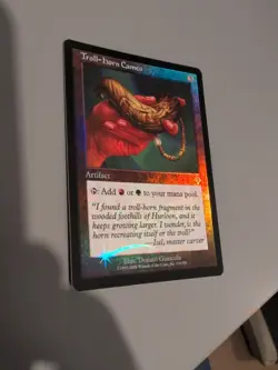 Troll-Horn Cameo. Artifact MTG Card. Invasion. Foil. Old Vintage Border. - Image 1