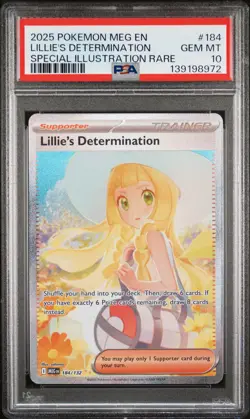 2025 POKEMON MEG EN-MEGA EVOLUTION #184 LILLIE'S DETERMINATION PSA 10 - Image 1