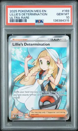 2025 POKEMON MEG EN-MEGA EVOLUTION ULTRA RARE #169 LILLIE'S DETERMINATION PSA 10 - Image 1