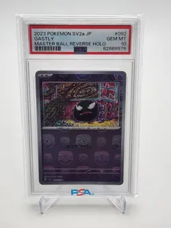 2023 Pokemon SV2a Japanese Gastly Master Ball Reverse Holo #092 PSA 10 - Image 1