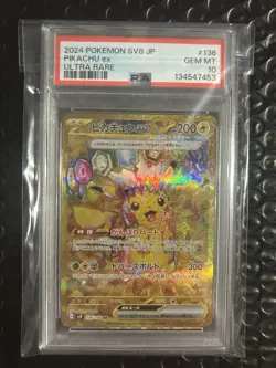 Pokemon TCG Pikachu ex Ultra Rare Holo SV8 136/106 PSA 10 Japanese - Image 1