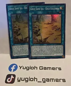 YUGIOH GREAT SAND SEA GOLD GOLGONDA X2 BLVO 1ST EDITION SUPER LIGHT PLAYED - Image 1