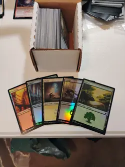 100 Basic land lot Magic The Gathering MTG w/ 20 of Each Color +Bonus Foils - Image 1