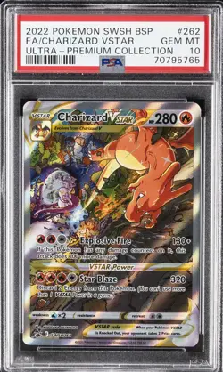 2022 POKEMON SWSH BLACK STAR PROMO #262 FULL ART/CHARIZARD VSTAR PSA 10 - Image 1