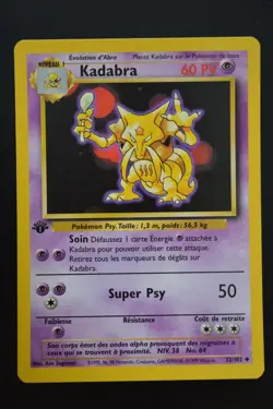 Pokemon TCG KADABRA 1ST EDITION FRENCH KADABRA Base Set 32/102 NM - Image 1