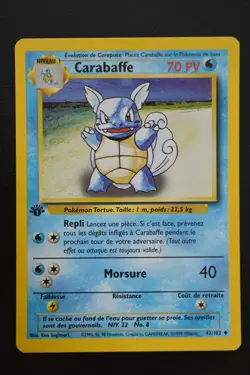 Pokemon TCG WARTORTLE 1ST EDITION FRENCH CARABAFFE Base Set 42/102 NM - Image 1