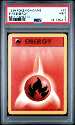 1999 POKEMON BASE SET SHADOWLESS #98 FIRE ENERGY PSA 9 - Image 1