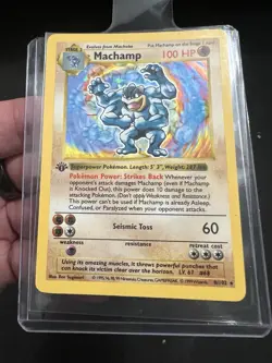 Pokemon Machamp 8/102 Base Set 1st Edition Shadowless Holo Rare 1999 NM - Image 1