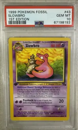 1999 Pokemon Fossil 1st Edition #43 Slowbro PSA 10 - Image 1