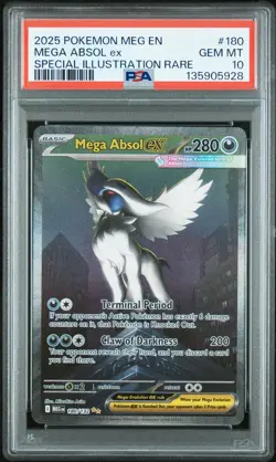 2025 POKEMON MEG EN-MEGA EVOLUTION #180 MEGA ABSOL EX PSA 10 - Image 1