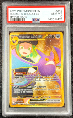 2025 POKEMON DESTINED RIVALS EN ROCKET'S CROBAT HYPER RARE #242 GEM MT 💎 PSA 10 - Image 1