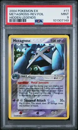 2004 Pokemon EX Hidden Legends Metagross Reverse Holo 11/101 PSA 9 - Image 1