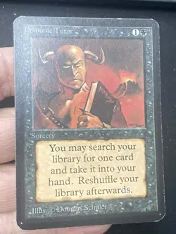 ***Alpha Demonic Tutor (Light Edge Indent)*** MTG Alpha Magic Kid Icarus - Image 3