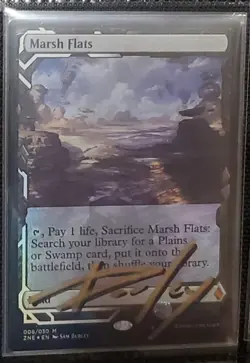 MTG FOIL MARSH FLAT SHADOW SIGNED BY ARTIST ZENDIKAR RISING EXPEDITIONS - Image 1
