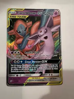 Espeon and Deoxys GX 72/236 Pokemon TCG Unified Minds Tag Team Ultra Rare - NM - Image 1