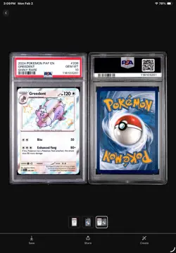 Pokemon 2024 SV Paldean Fates PAF Greedent #206/091 Baby Shiny PSA 10 - Image 3