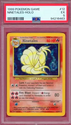 PSA 5 Error Ninetales - Pokemon Base Set Unlimited 12/102 - Missing Ink Layer - Image 1