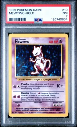1999 POKEMON GAME #10 MEWTWO-HOLO PSA 7 - Image 1
