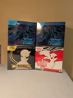 Pokemon Etb Lot Of 4 Sealed Phantasmal Flames x2 Mega Evolution White Flare - Image 1