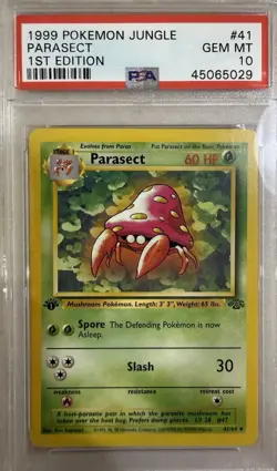 1999 Pokemon Jungle 1st Edition Parasect #41 PSA 10 - Image 1
