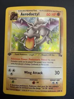 Pokemon - Aerodactyl 1/62 Holo Rare 1st Edition - Fossil HP - Image 1