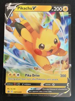 Pikachu V SWSH285 Black Star Promo Ultra Rare Holo Pokemon TCG Card NM - Image 1