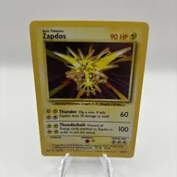 Pokemon TCG Zapdos 16/102 Base Set Holo Rare 1999 Basic 90 HP Pokemon Card - Image 2