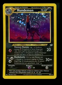 German DOUBLE HOLO ERROR Houndoom 8/64 Neo Revelation 2000 Holo Rare Pokemon - Image 1