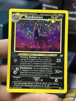 German DOUBLE HOLO ERROR Houndoom 8/64 Neo Revelation 2000 Holo Rare Pokemon - Image 3